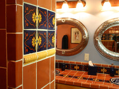 Mexican tile bathroom outside