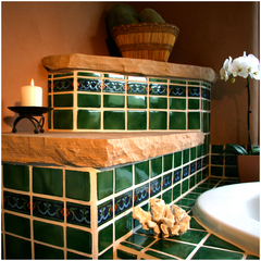 Mexican tile bathroom tub surroundings