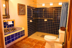 Mexican tile bathroom shower and vanity