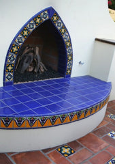 Mexican Tile Fireplace Blue 