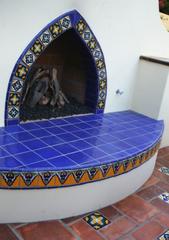 outdoor fireplace mexican tile