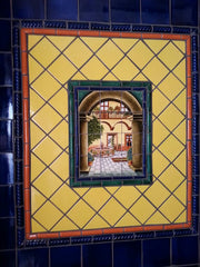 Mexican Tile Mural Shower Closeup