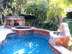 Mexican tile outdoor pool terra cotta