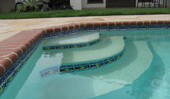 Mexican tile outdoor pool stairs