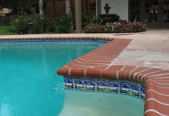 Mexican tile outdoor pool trim