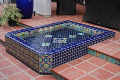 Mexican tile outdoor hot tub