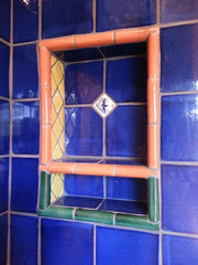 Mexican tile bathroom shower inset