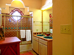 Mexican tile bathroom shower terra cotta