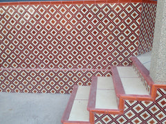 Mexican Tile Wainscoting stairwell