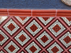 Mexican Tile Wainscoting stairwell close