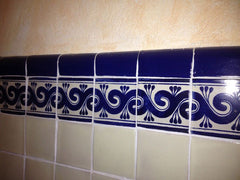 Mexican Tile Wainscoting Blue with trim