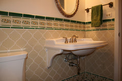 Mexican Tile Wainscoting bathroom vanity