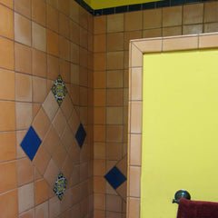 Mexican tile bathroom shower clay color