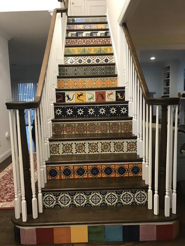 mexican tile indoor stair risers