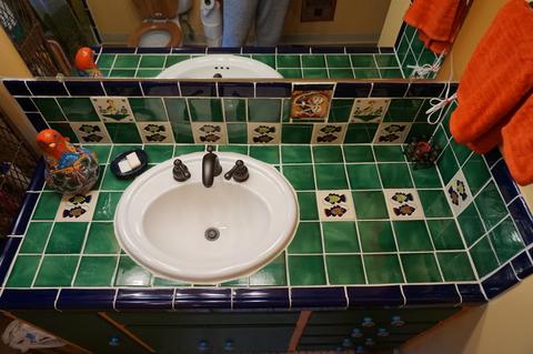 mexican tile bathroom counter