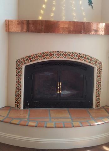 mexican tile fireplace