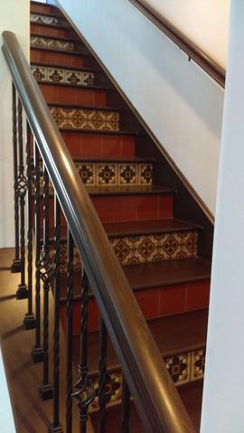 indoor stair risers red mexican tile