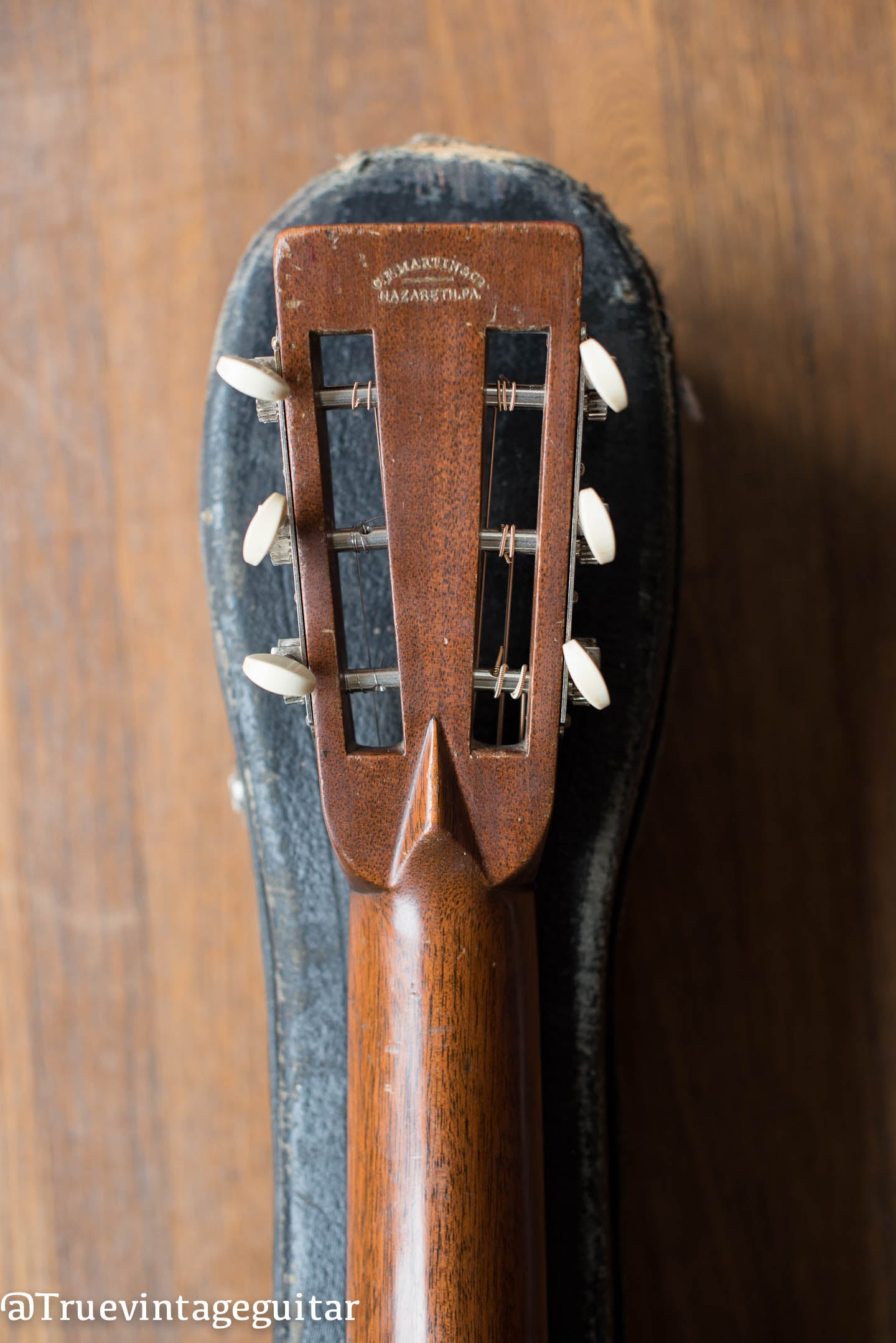CF Martin & Co stamp back of headstock, 1920s 1930s Martin guitar