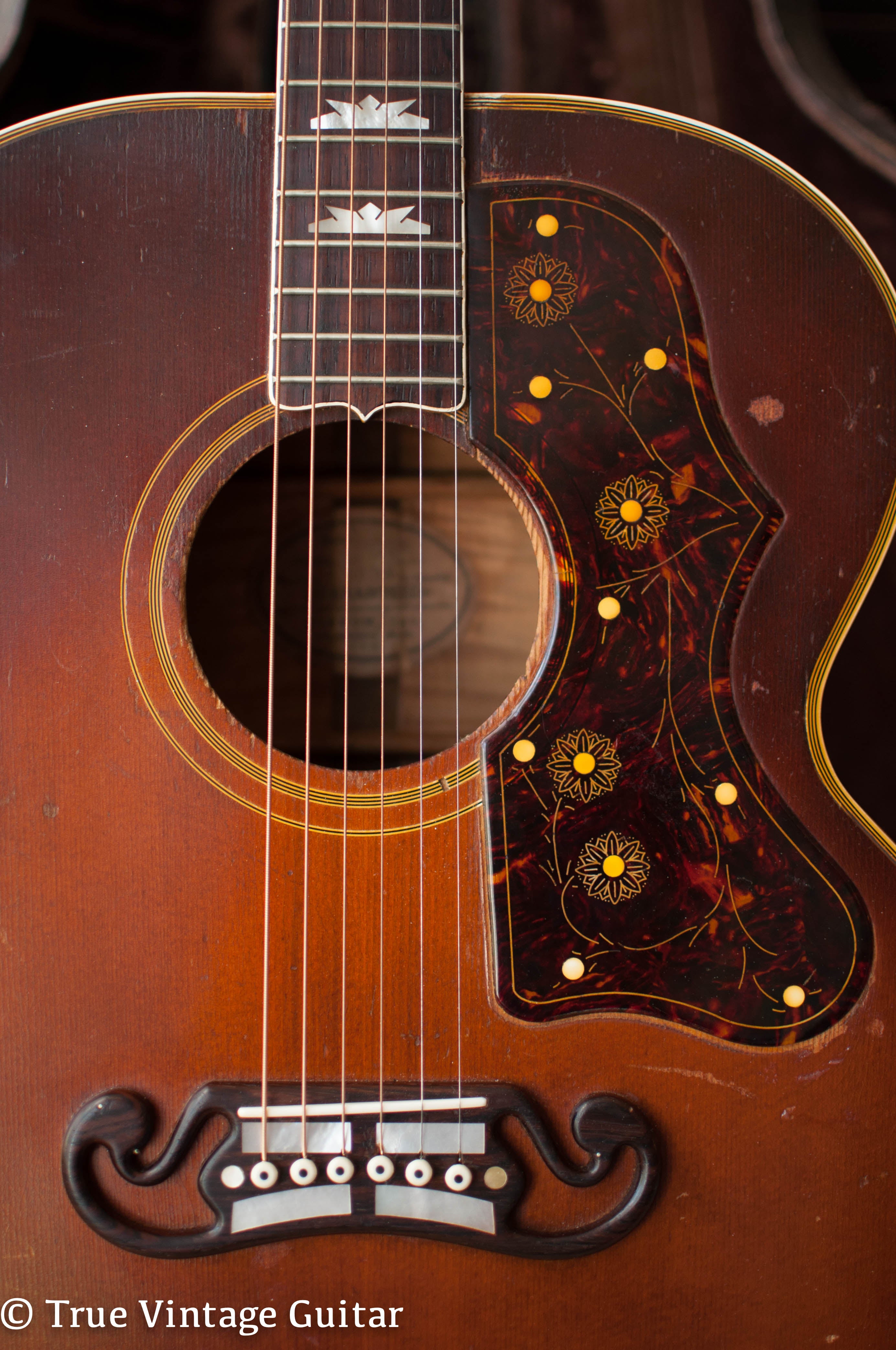 engraved pickguard, 1948 Gibson SJ-200 guitar