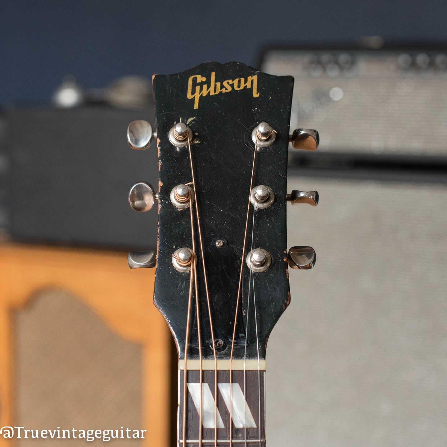Gibson headstock, 1950s acoustic guitar