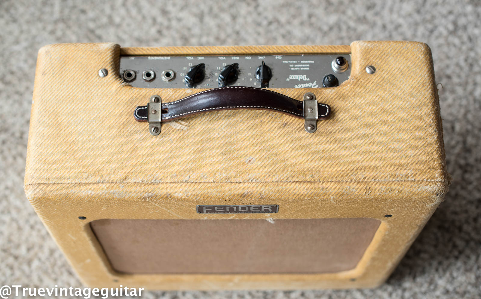Vintage 1950s Fender guitar amp tweed