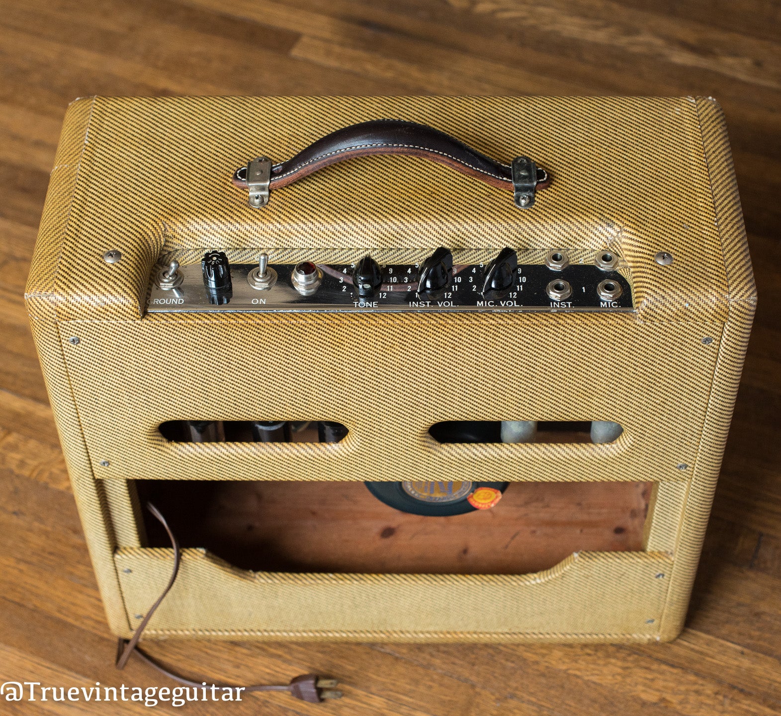 back Vintage 1955 Fender Deluxe guitar amp tweed