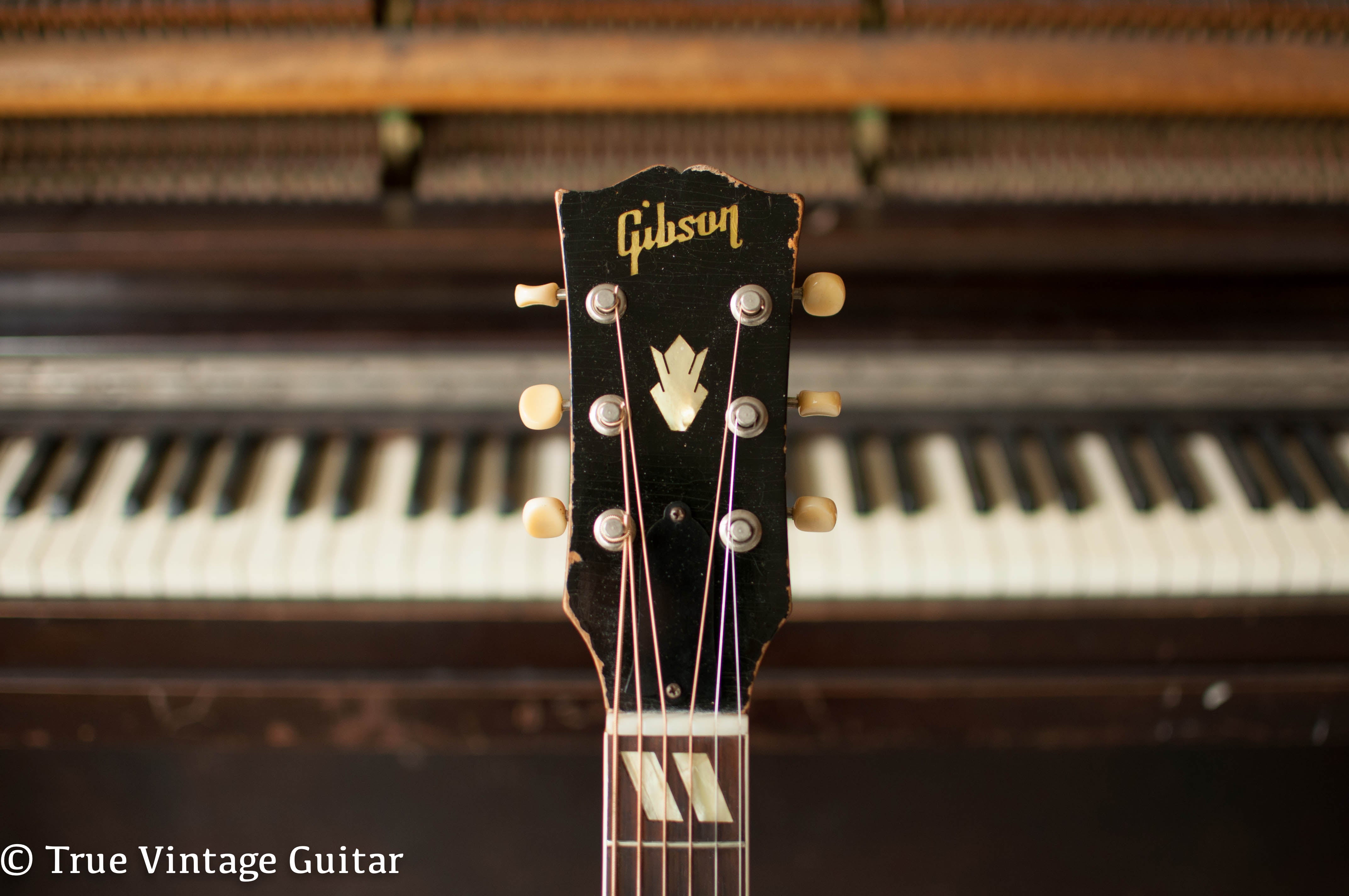 1950s Gibson headstock, pearl Gibson inlay, 1950s guitar