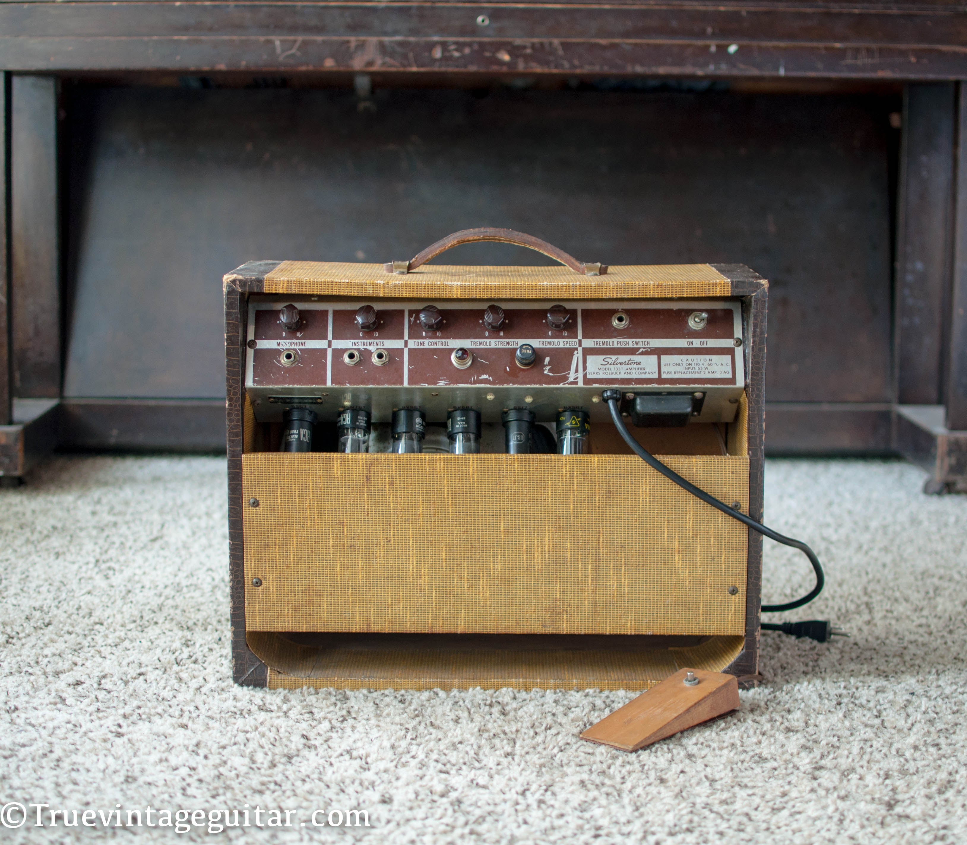 back of Vintage 1956 Silvertone Danelectro Guitar Amplifier