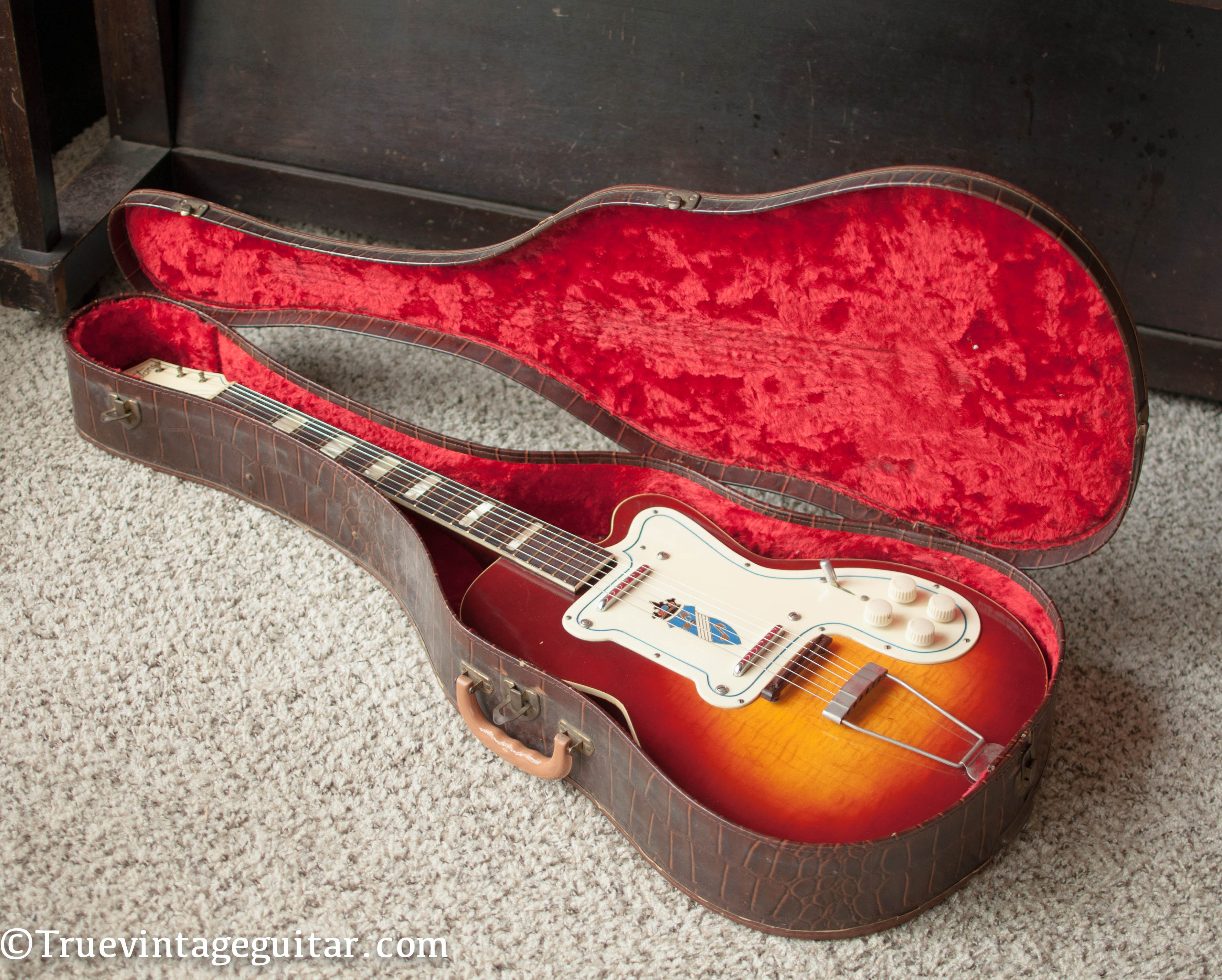 Vintage 1956 Silvertone 1382L Guitar, Kay Thin Twin, original case