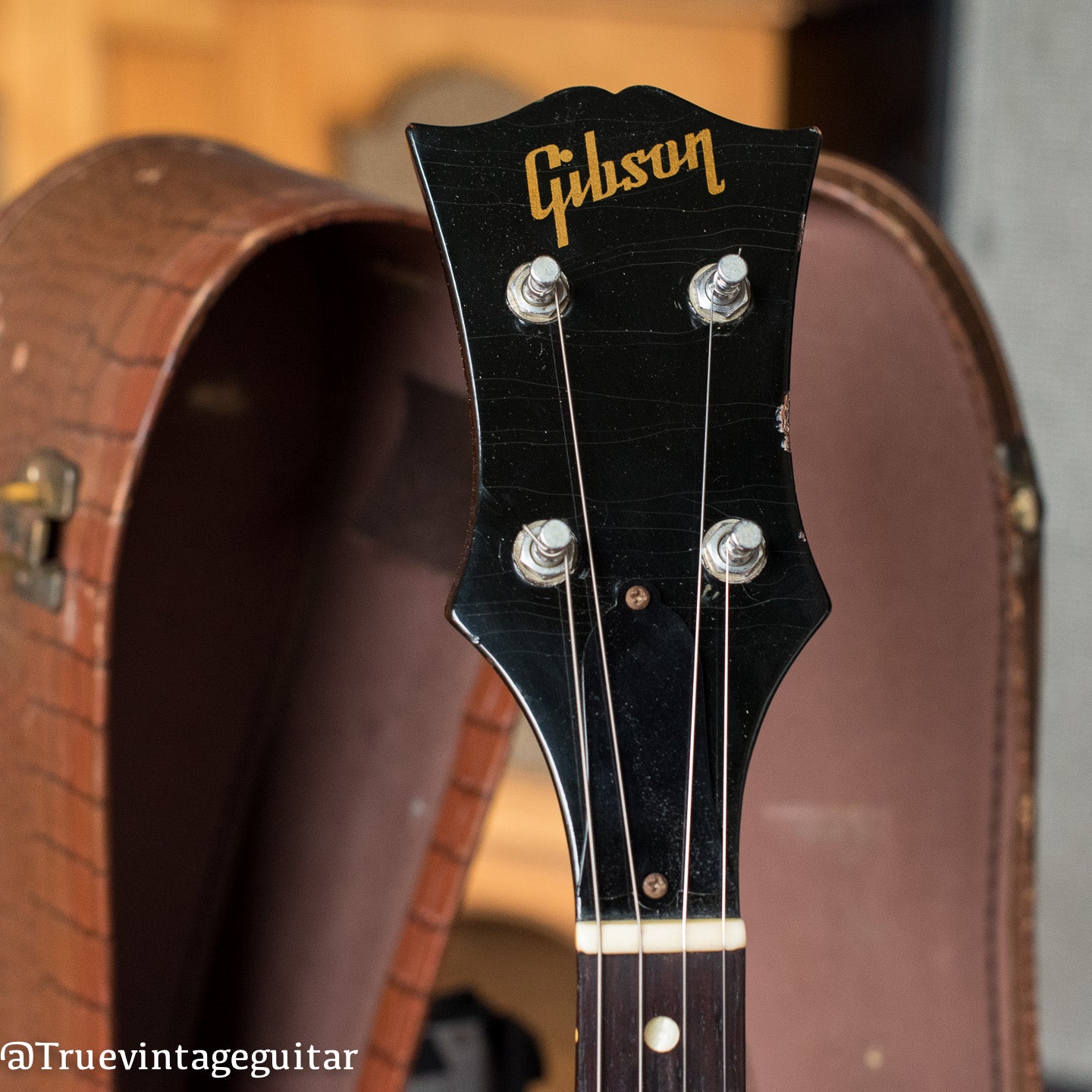 Vintage 1957 Gibson headstock gold logo