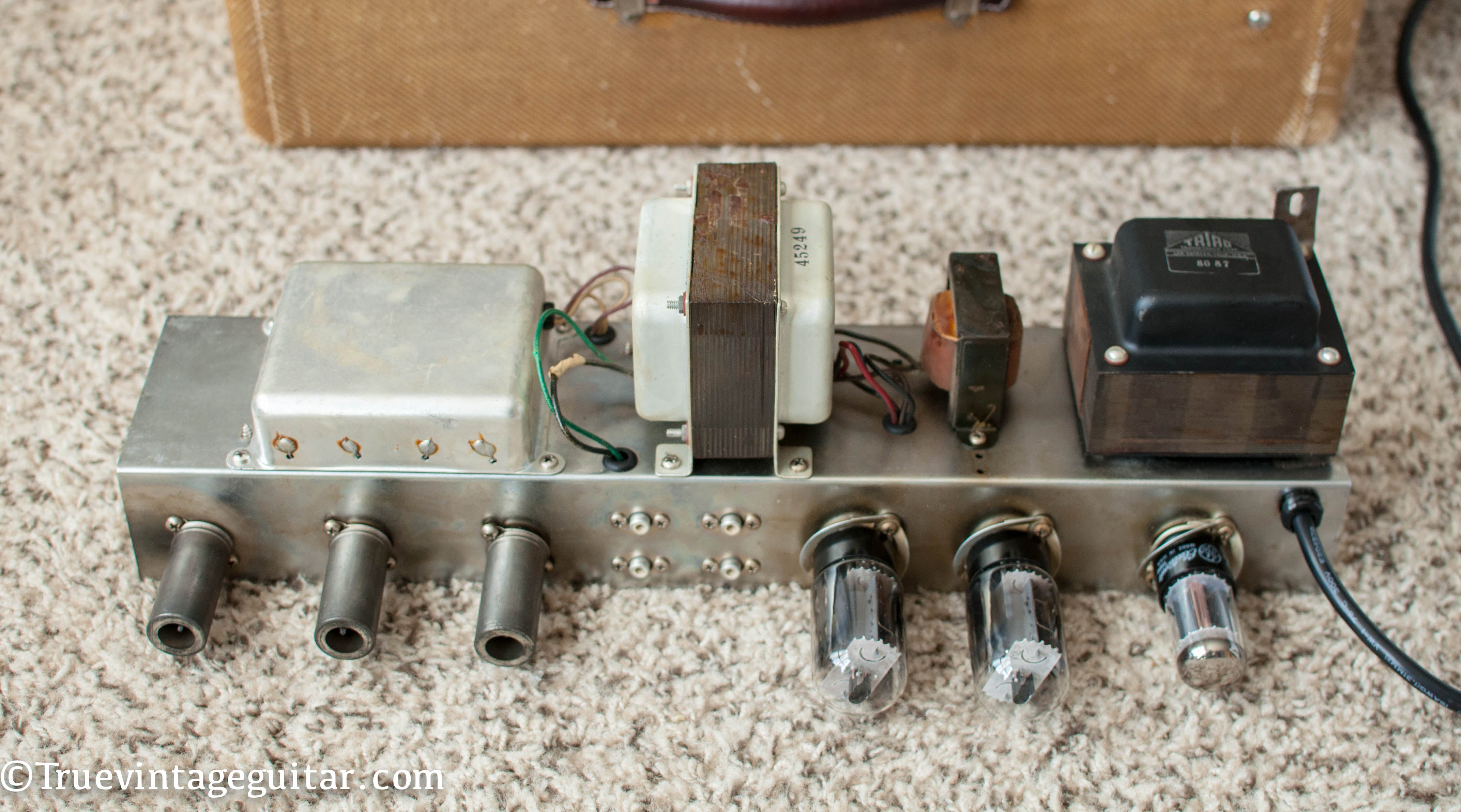 Output transformer, power transformer, choke, chassis, 1958 Fender Bassman
