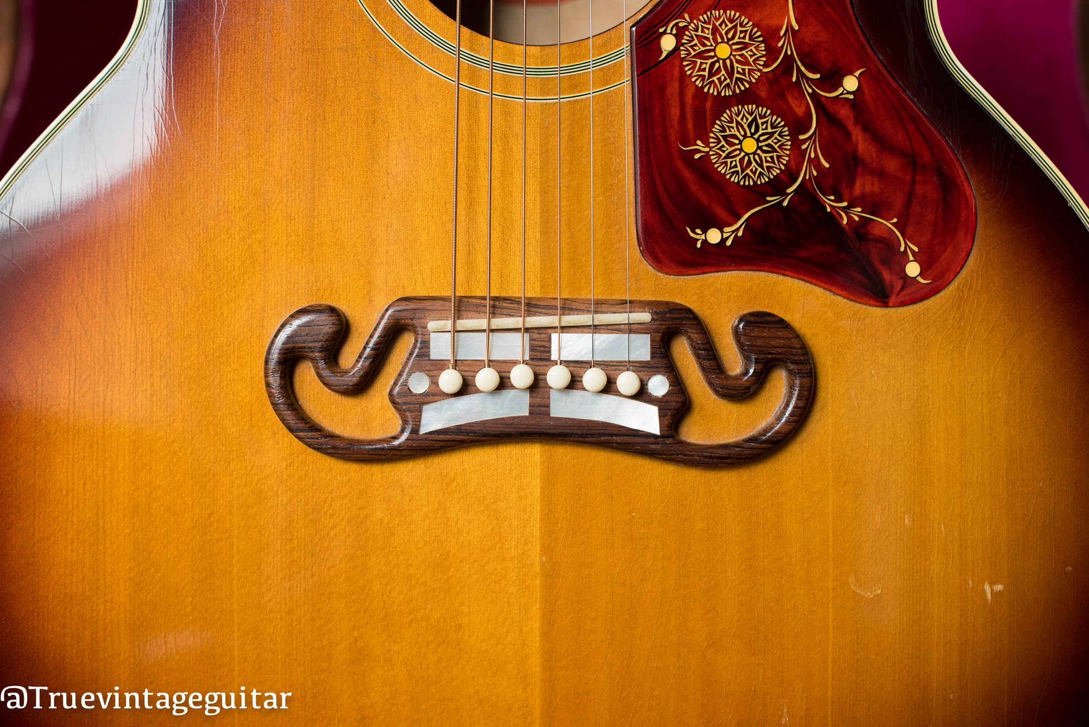 1958 Gibson J-200 Sunburst, open mustache bridge