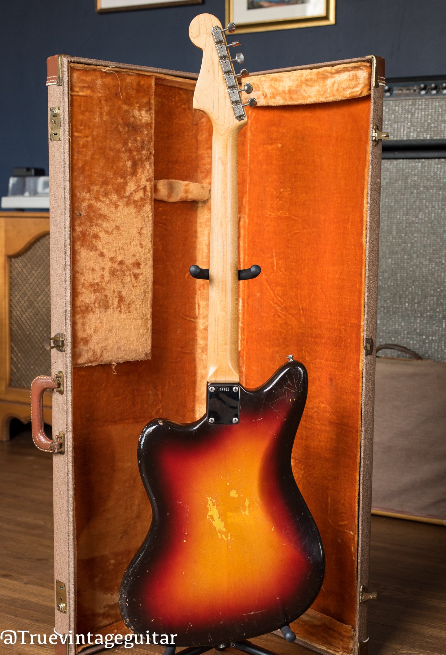 back of Vintage 1961 Fender Jazzmaster electric guitar