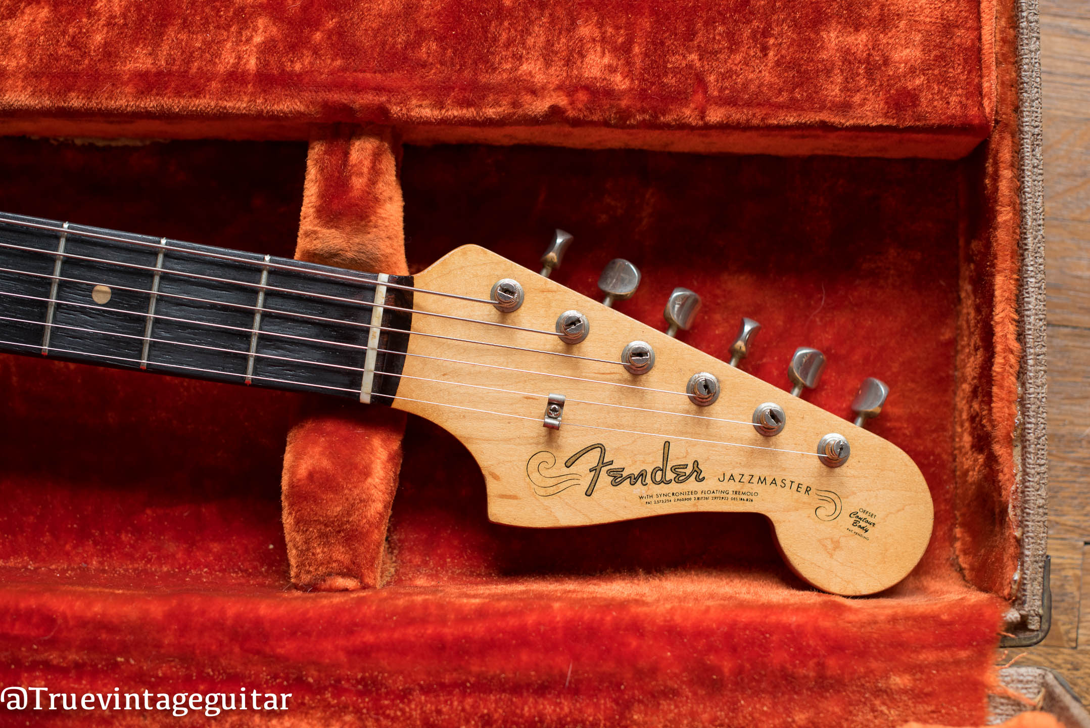 Headstock, Vintage 1962 Fender Jazzmaster electric guitar