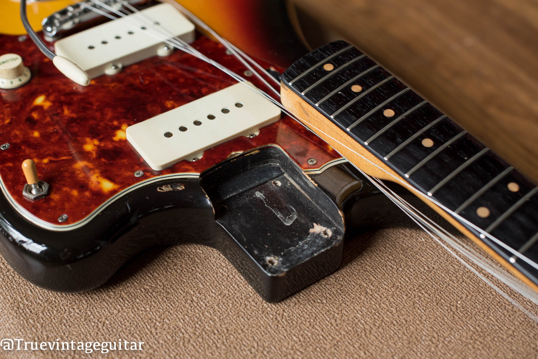 Neck pocket, Vintage 1962 Fender Jazzmaster guitar