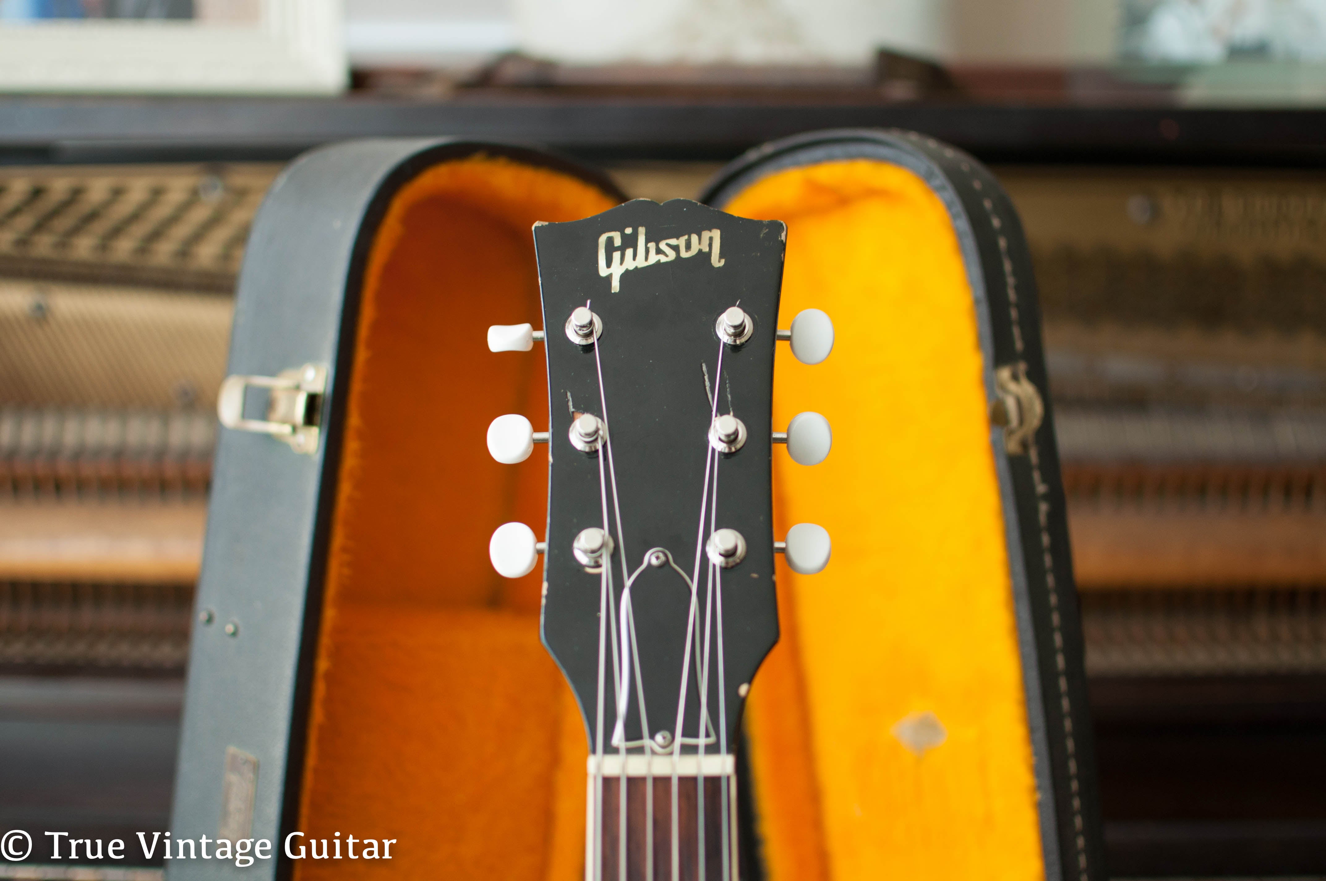 Headstock, pearl Gibson logo, Vintage 1966 Gibson ES-330 electric guitar