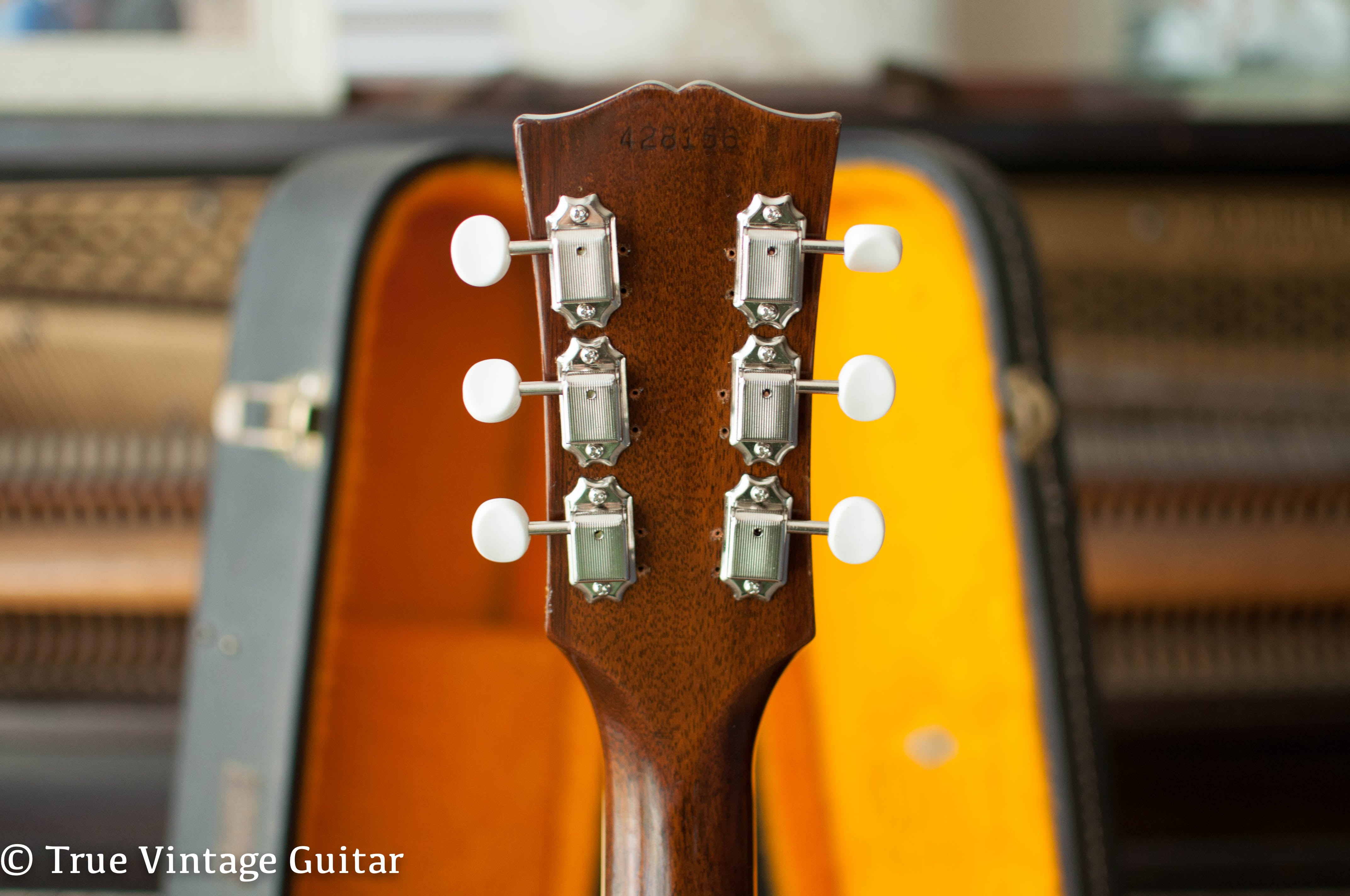 Back of headstock, Vintage 1966 Gibson ES-330 electric guitar