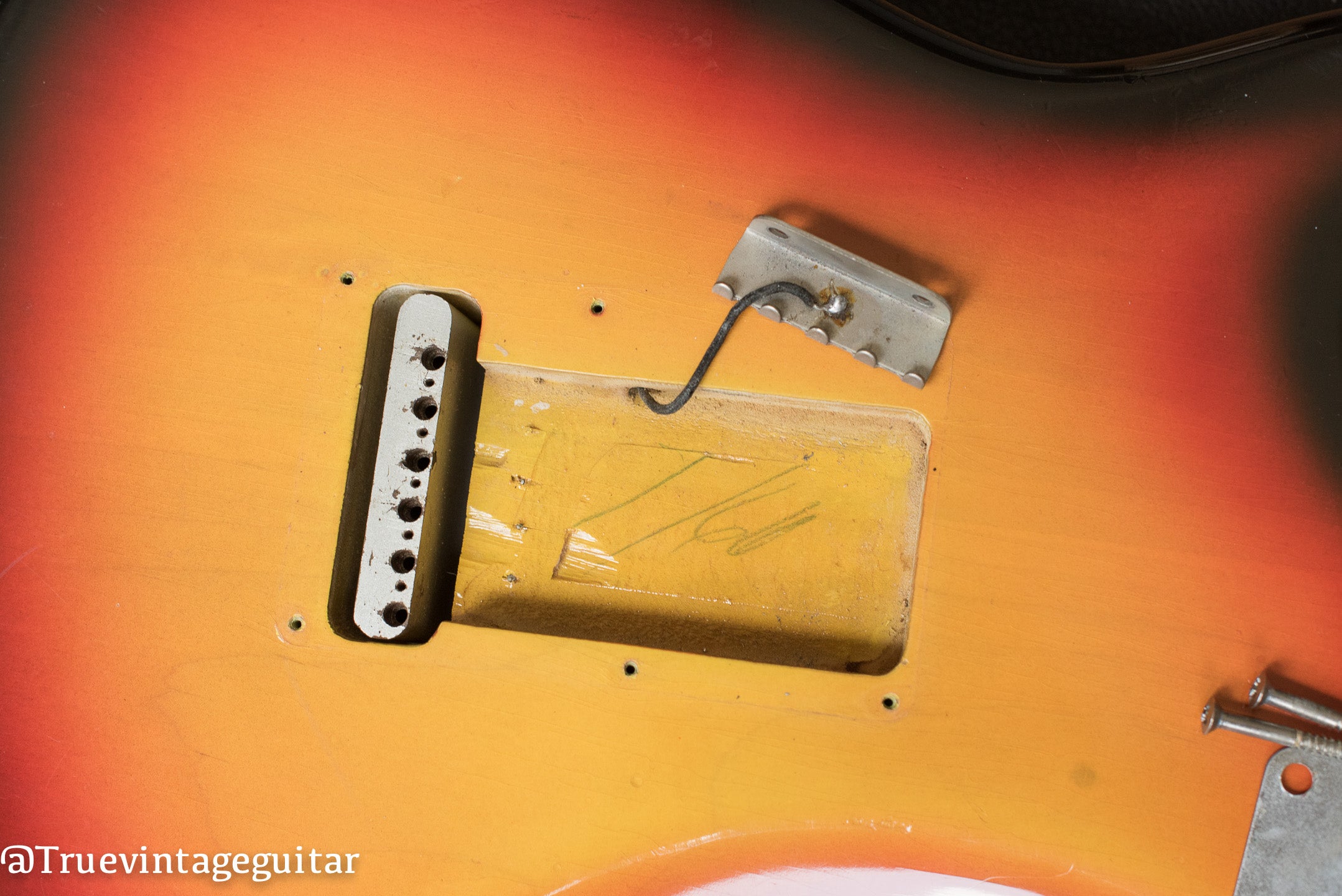 1960 Fender Stratocaster tremolo claw cavity pencil date "1/60"