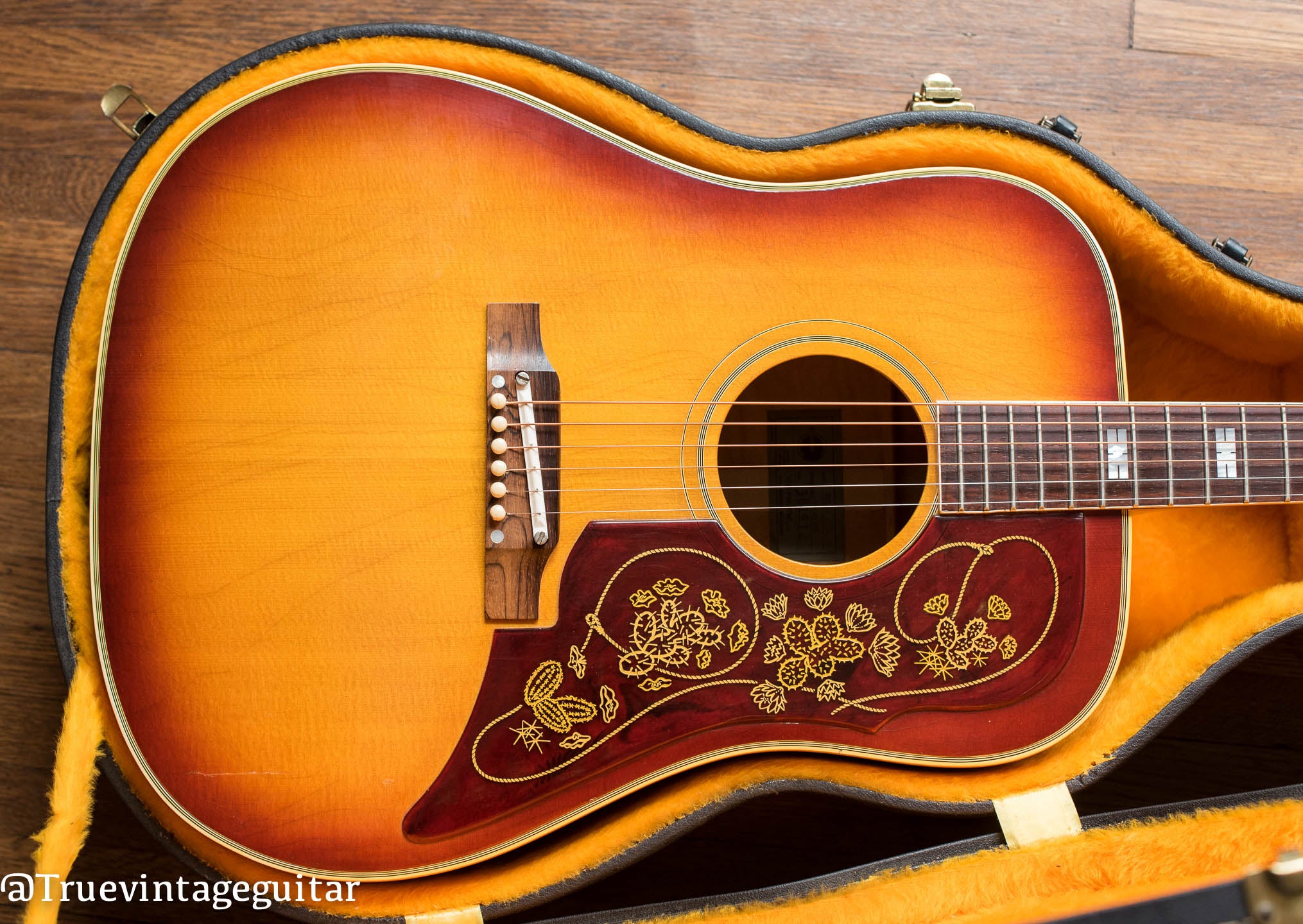 Original case, Vintage 1965 Epiphone FT-110 Frontier acoustic guitar