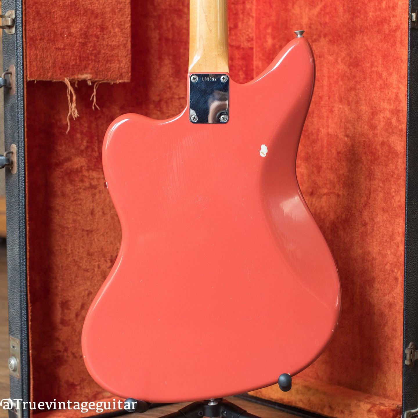 1965 Fender Jaguar Fiesta Red back of body