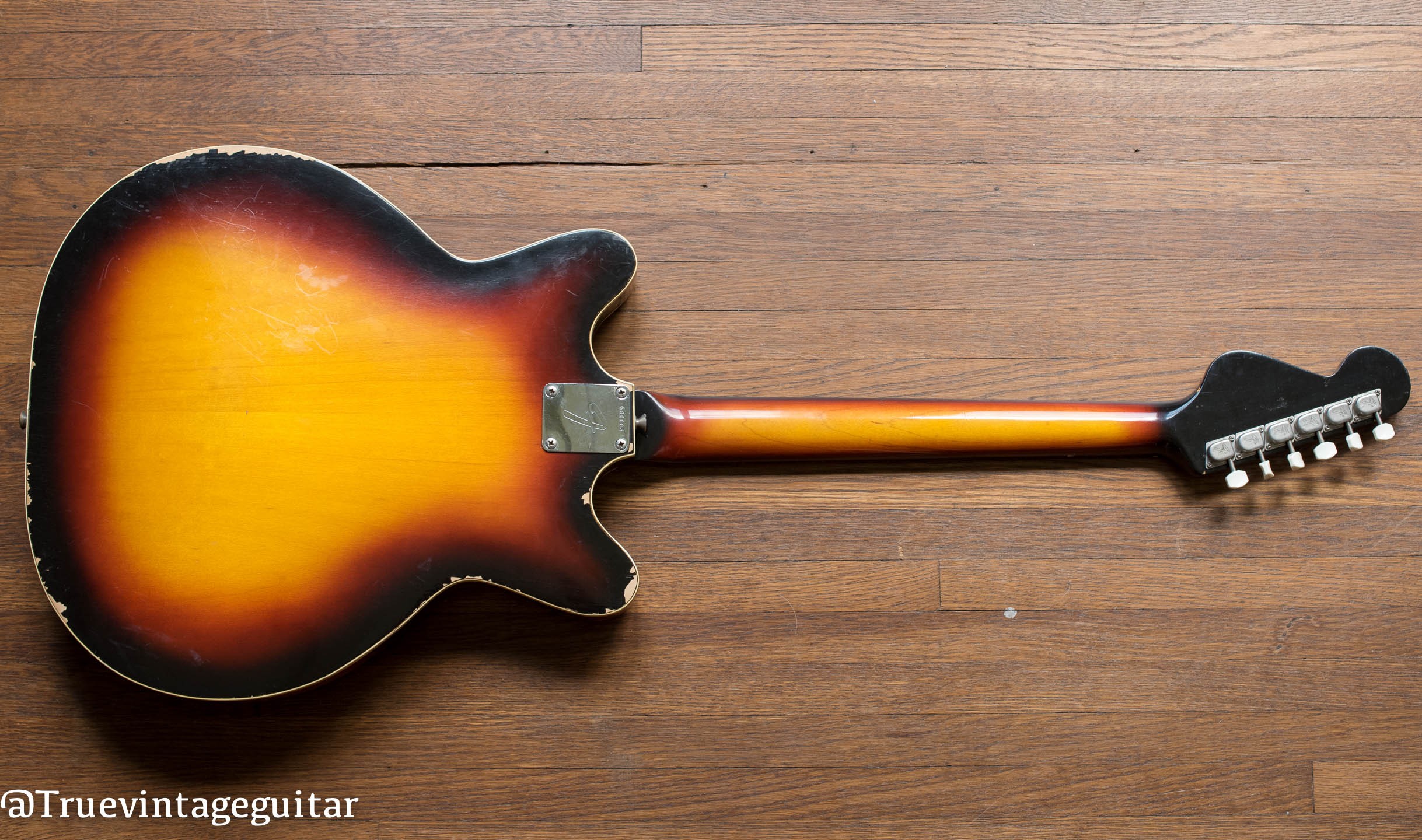 Sunburst neck, Vintage 1965 Fender Coronado Aztec electric guitar