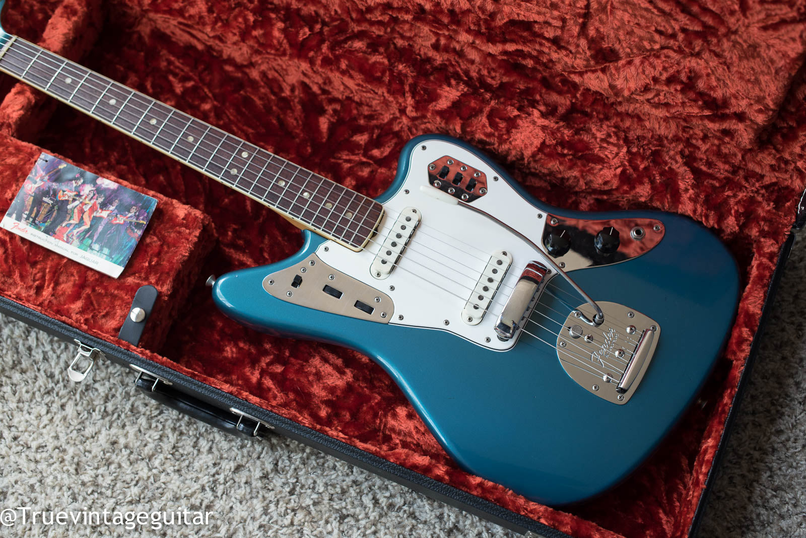 Vintage 1966 Fender Jaguar electric guitar Lake Placid Blue Metallic
