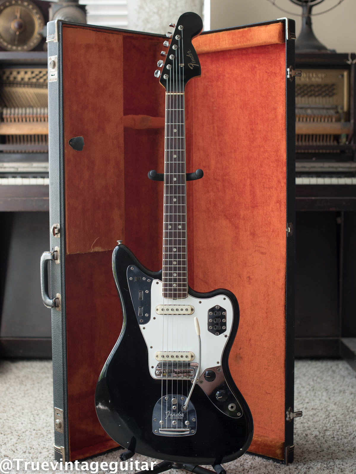 Vintage 1966 Fender Jaguar Black guitar