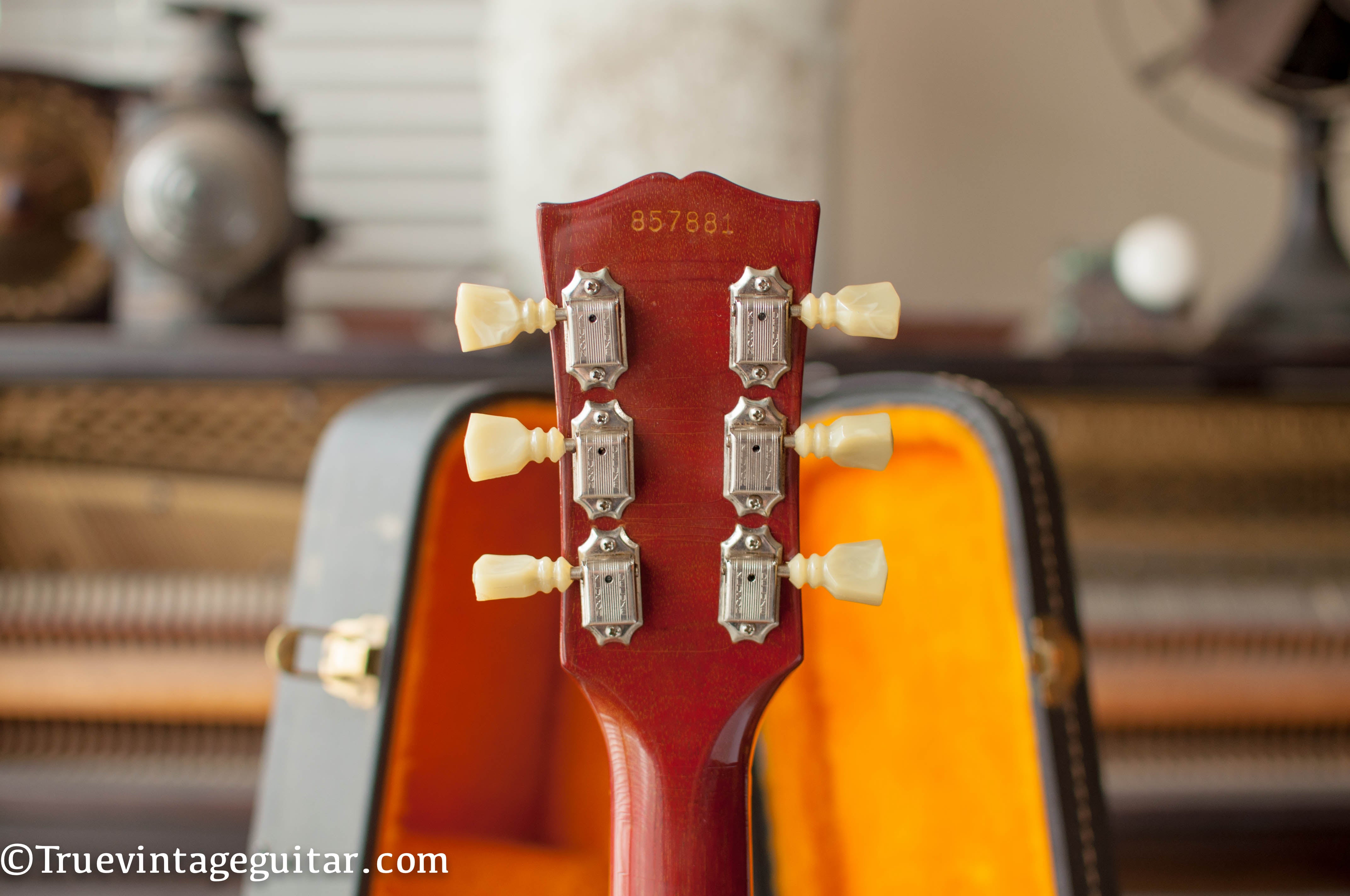 Back of neck, Kluson double line tuners, Vintage 1966 Gibson ES-335 tdc electric guitar