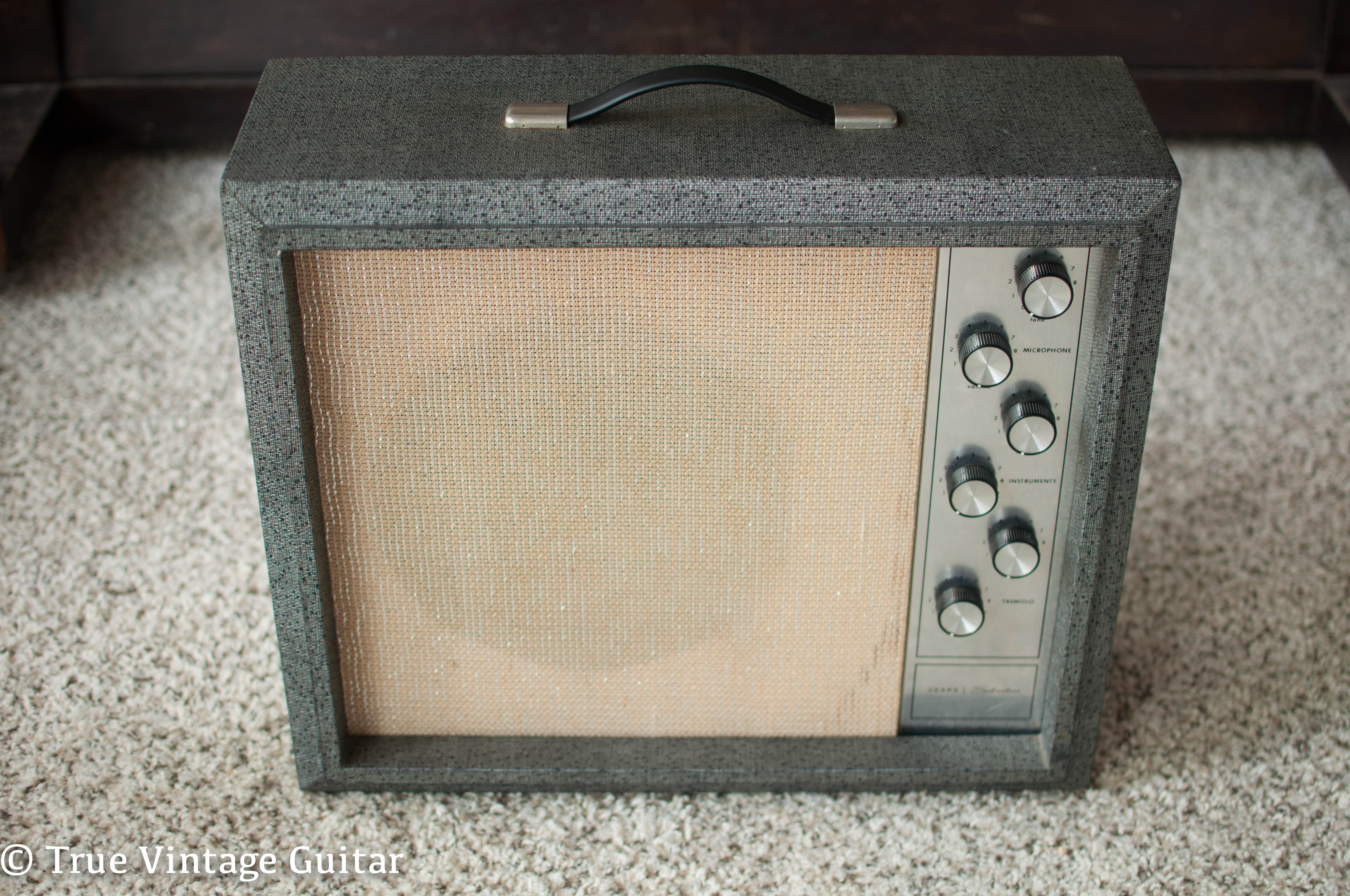 Vintage Silvertone guitar amplifier silver grey