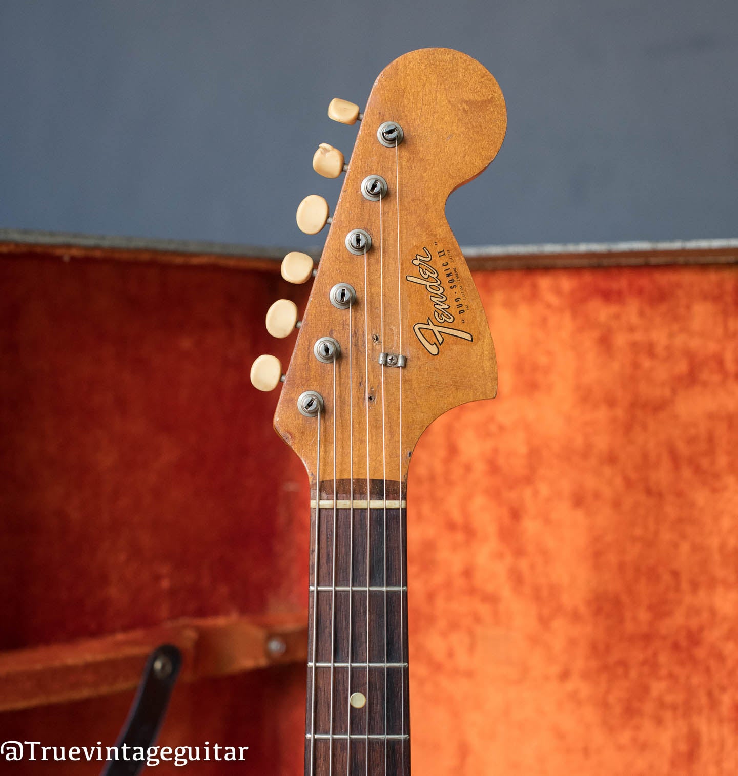 Fender headstock, slab Rosewood fretboard, 1966 Duo Sonic II