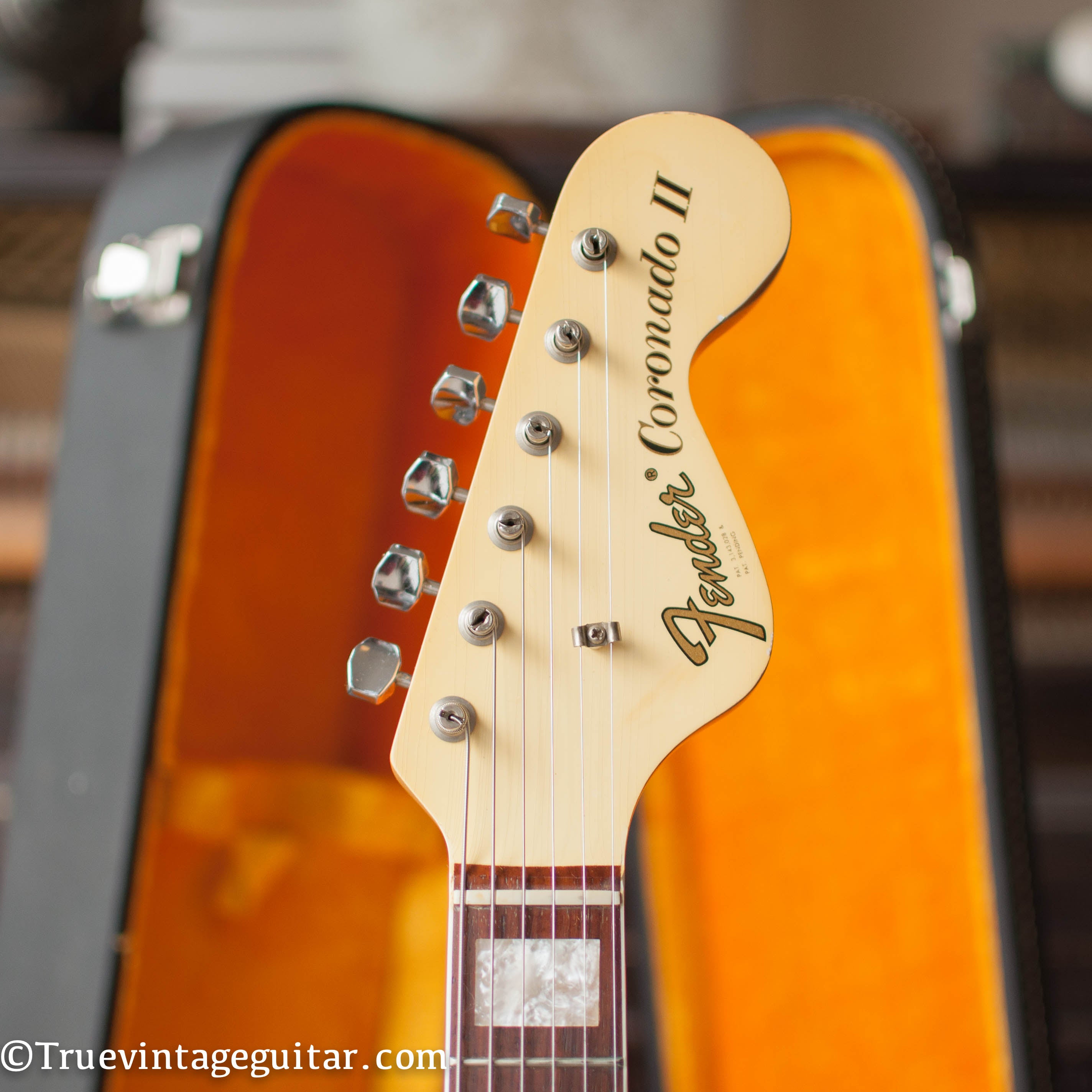 Matching headstock, vintage 1967 Fender Coronado II olympic white