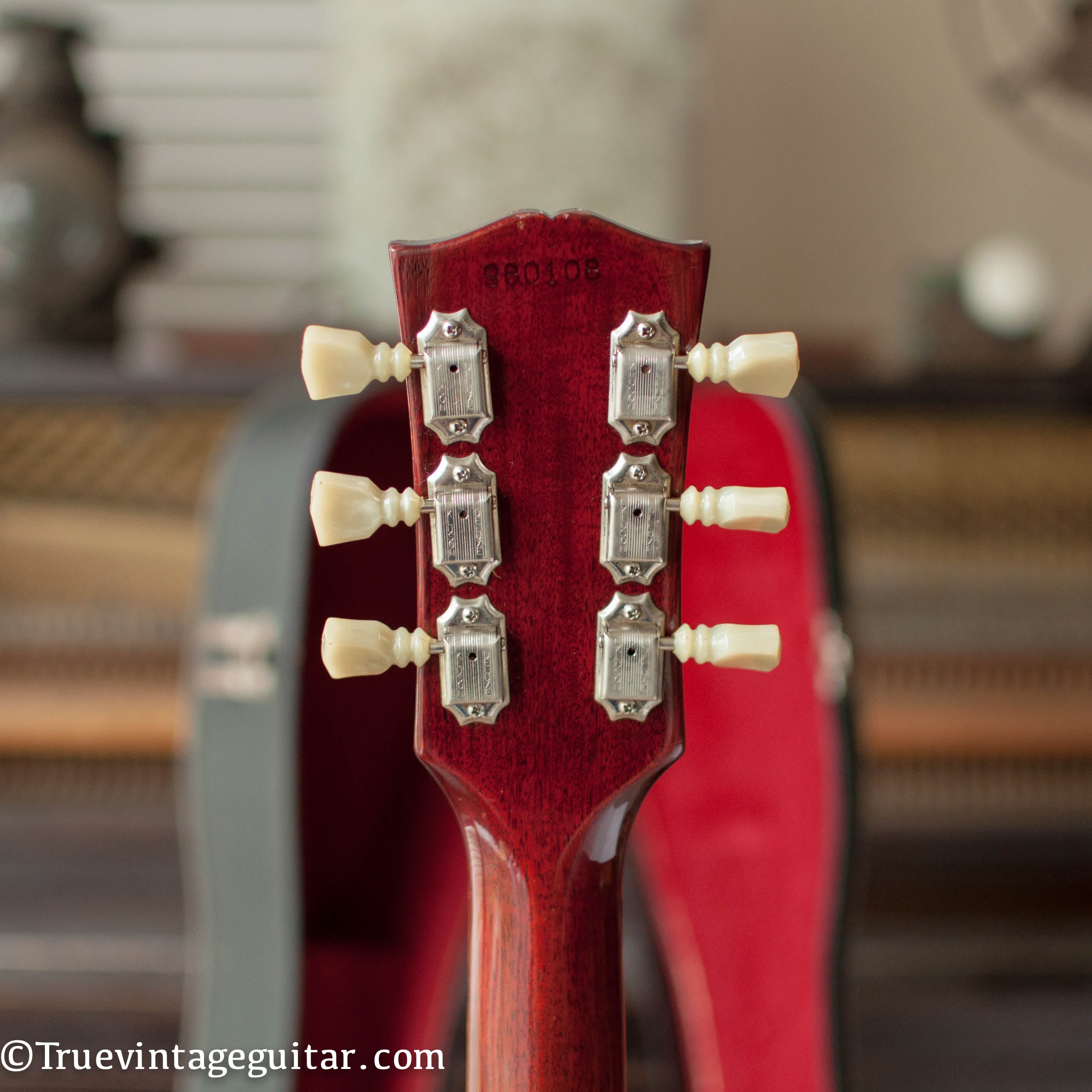 Headstock, vintage Gibson ES-335 electric guitar
