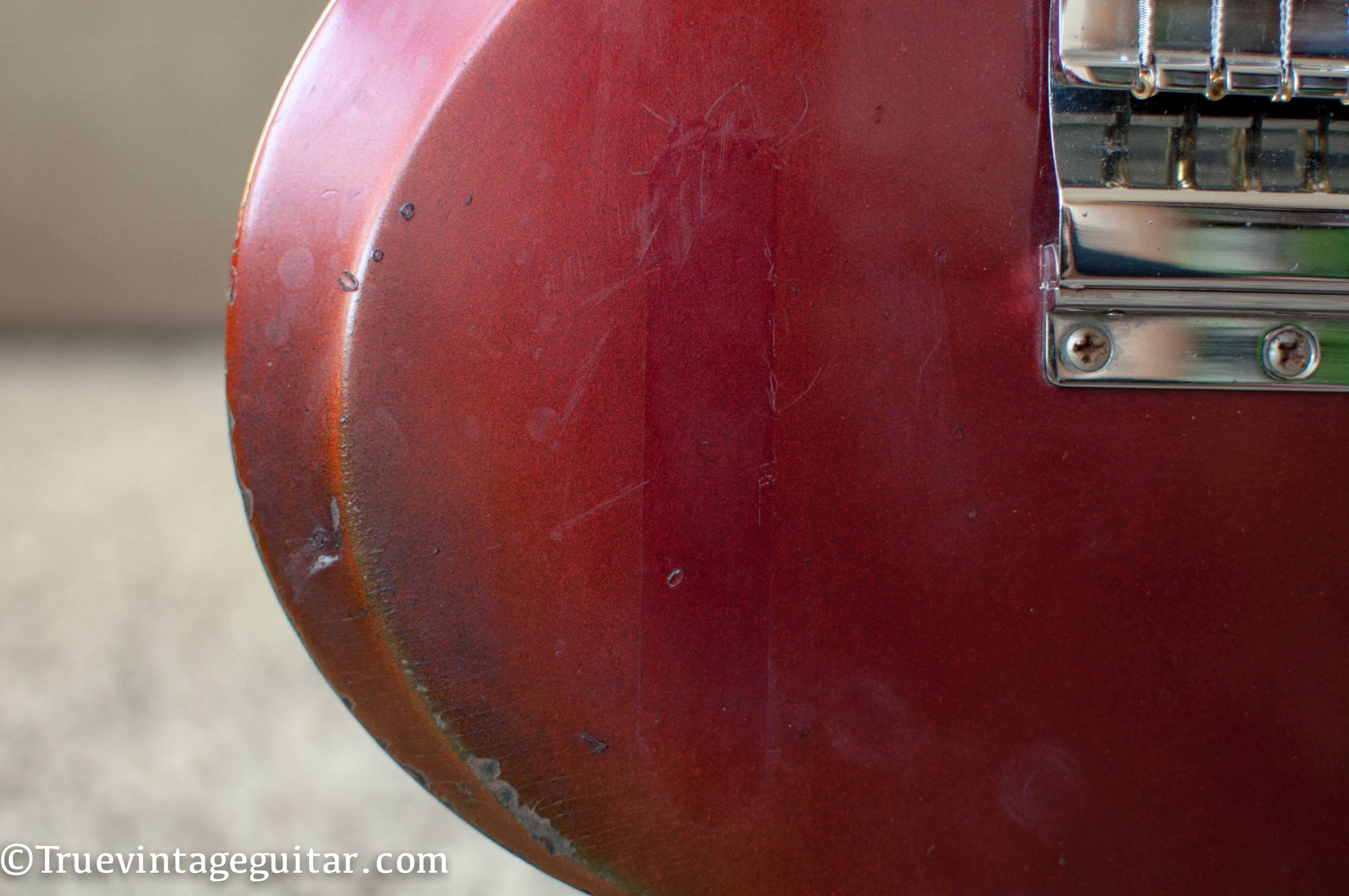 Sparkling Burgundy red metallic color 1960s Gibson electric guitar