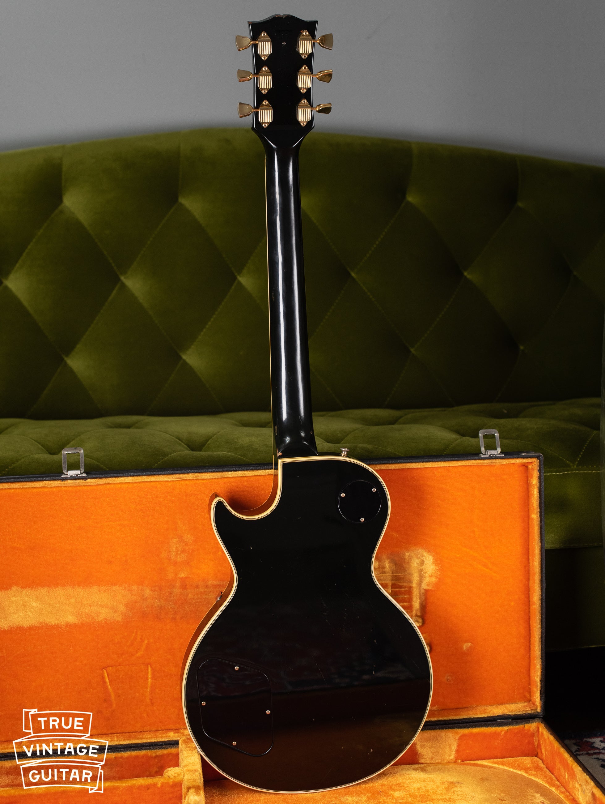vintage 1970 Gibson Les Paul Custom black electric guitar